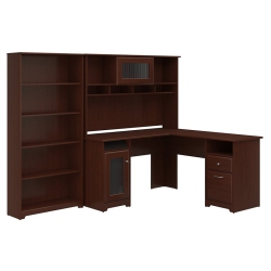 BUSH Furniture Cabot L Shaped Desk With Hutch And 5 Shelf Bookcase