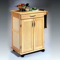 HOMESTYLES General Line Wood Rolling Kitchen Cart In In Brown