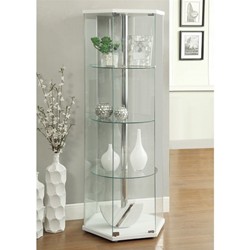 COASTER Glass Hexagon Curio Cabinet In In White
