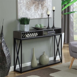 CONVENIENCE CONCEPTS Tucson Deluxe Two-Tier Console Table In Wood Finish In Gray