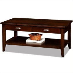 LEICK FURNITURE Laurent Two Drawer Solid Wood Coffee Table In Chocolate Cherry