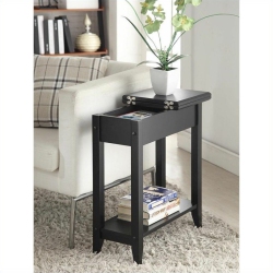 CONVENIENCE CONCEPTS American Heritage Flip Top End Table In Wood Finish In Black