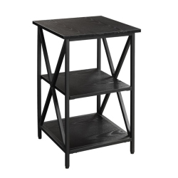 CONVENIENCE CONCEPTS Tucson End Table In Wood Finish And Metal Frame In Black