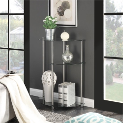 CONVENIENCE CONCEPTS Designs2Go Three-Tier Clear Glass Display Accent Table