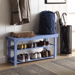 CONVENIENCE CONCEPTS Oxford Utility Mudroom Entryway Bench In Wood Finish In Blue