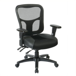 OFFICE STAR Progrid High Back Manager Office Chair With Leather And Mesh Seat In Black