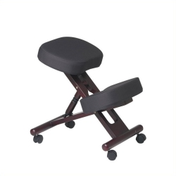 OFFICE STAR Ergonomically Fabric Wood Knee Office Chair In Mahogany Legs In Black