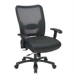 OFFICE STAR Big And Tall Back & Leather Seat Ergonomic Office Chair In In Black