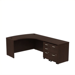BBF Series C 60W Bow Front L Desk With Drawers In Mocha Cherry - Engineered Wood