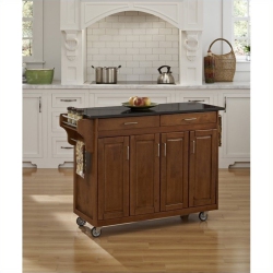 HOMESTYLES Create-A-Cart Wood Rolling Kitchen Cart In In Brown