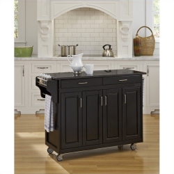 HOMESTYLES Create-A-Cart Wood Rolling Kitchen Cart In In Black