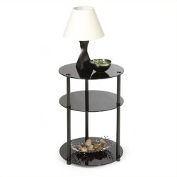 CONVENIENCE CONCEPTS Designs2Go Classic Glass 3 Tier Round Accent Table In In Black