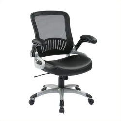 OFFICE STAR Screen Back And Bonded Leather Seat Managers Chair In In Black