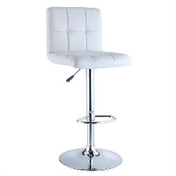 POWELL FURNITURE Contemporary Bar Stool Chair - Set Of 1 - Chrome; In White