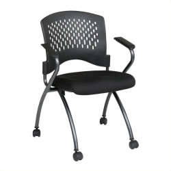 OFFICE STAR Set Of 2 Deluxe Folding Chair With Ventilated Plastic Wrap Around Back In Black