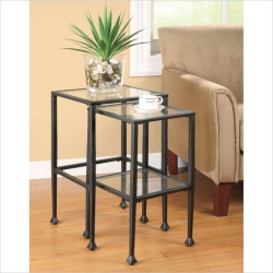 COASTER 2 Piece Glass And Metal Nesting Tables