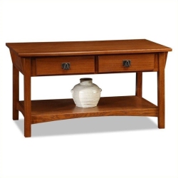 LEICK FURNITURE Mission Two Drawer Storage Wood Coffee Table In Russet
