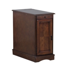 LINON Butler Wood Accent Table With USB In Hazelnut In Brown