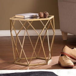 SOUTHERN ENTERPRISES Sei Furniture Joelle Geometric Accent End Table In In Gold