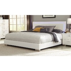 COASTER Felicity Lighting Modern Bed - Queen - High Gloss In White