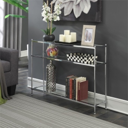 CONVENIENCE CONCEPTS Royal Crest Console Table In Clear Glass With Chrome Frame