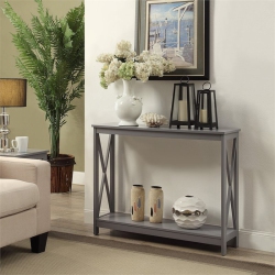 CONVENIENCE CONCEPTS Oxford Console Table In Wood Finish In Gray