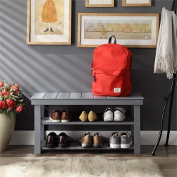 CONVENIENCE CONCEPTS Oxford Utility Mudroom Entryway Bench In Wood Finish In Gray