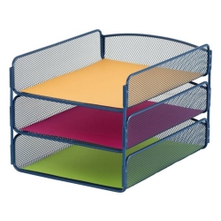 SAFCO Onyx 3 Tray Desk Organizer In In Blue