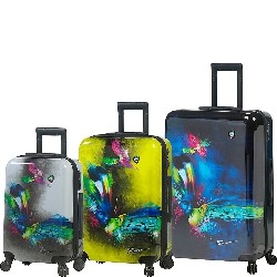 MIA TORO Prado-Butterfly Kiss Hardside Spinner 3 Piece Luggage Set [20", 24" & 28"]