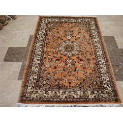 AHMEDANI Awesome Floral Medallion Hand Knotted Oriental Wool Silk Carpet 6.0' X 4.1' Area Rug - Multi-Colour