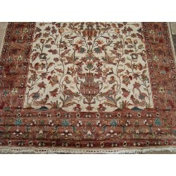 AHMEDANI Exclusive Tree Of Life Bird Jungle Hand Knotted Area Rug Wool Silk Carpet (9 X 6)'