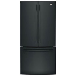 GE 33" 18.6 Cu. Ft. Counter-Depth French Door Refrigerator with LED Lighting (GWE19JGLBB) - Black