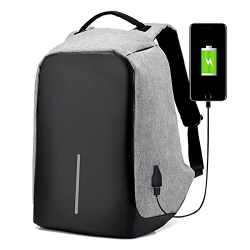 NAVOR Waterproof Laptop Backpack With USB Charging Port - In Grey