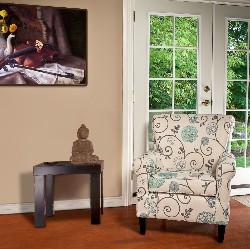 GDF STUDIO Rhonda Fabric Floral Club Chair - Floral In White