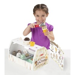 MELISSA & DOUG 9286 Wooden Scoop And Serve Ice Cream Counter (28 PCs) - Play Food And Accessories