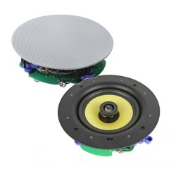 GLOBALTONE Frame-Less 6.5" Kevlar 2-Way Ceiling Speaker 60 Watts 8 Ohms Sold As A Single Unit In White