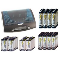 ACCUPOWER Super Universal Lcd Battery Charger + 16 Aa (2600 Mah) + 16 Aaa (1100 Mah) + 8 C (4500 Mah) + 8 D (10000 Mah) Nimh Batteries