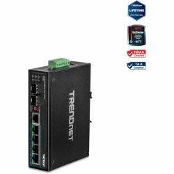 TRENDNET Ti-Pg62 6-Port Hardened Industrial Gigabit Poe+ Din-Rail Switch (Ti-Pg62)