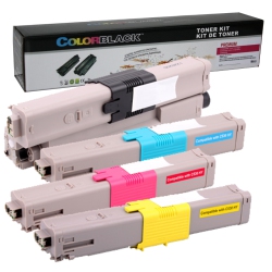 COLORBLACK ® Set Of 4 Colors Premium Compatible Oki Toner Cartridges 44469801, 44469701, 44469702, 44469703
