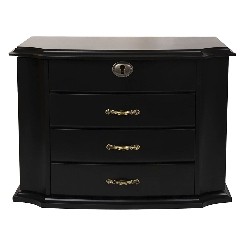 AROLLY Grace Wood Finish Necklace Jewelry Box Armoire Four Storage Compartments