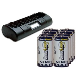 ACCUPOWER 8 Bay Lcd Battery Charger + 8 C Nimh Acculoop Batteries (4500 Mah)