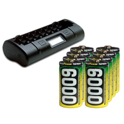 ACCUPOWER 8 Bay Lcd Battery Charger + 8 C Nimh Batteries (6000 Mah)