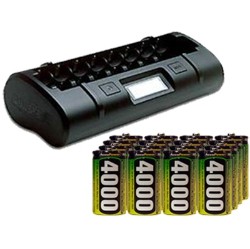 ACCUPOWER 8 Bay Lcd Battery Charger + 16 D Nimh Batteries (4000 Mah)