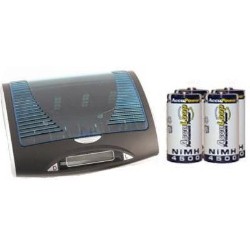 ACCUPOWER Universal Lcd Battery Charger + 4 C Nimh Batteries (4500 Mah)