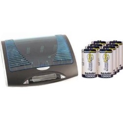 ACCUPOWER Universal Lcd Battery Charger + 8 D Acculoop Nimh Batteries (10000 Mah)