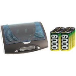 ACCUPOWER Universal Lcd Battery Charger + 8 C Nimh Batteries (6000 Mah)
