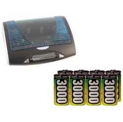 ACCUPOWER Universal Lcd Battery Charger + 8 D Digital Nimh Batteries (4000 Mah)