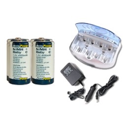 ACCUPOWER V-2299 Universal Smart Charger + 4 C Nimh Acculoop Batteries (4500 Mah)