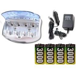 ACCUPOWER V-2299 Universal Smart Charger + 4 C Nimh Batteries (3000 Mah)