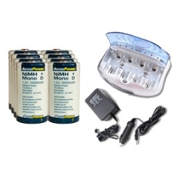 ACCUPOWER V-2299 Universal Smart Charger + 8 D (10000 Mah) Nimh Acculoop Batteries